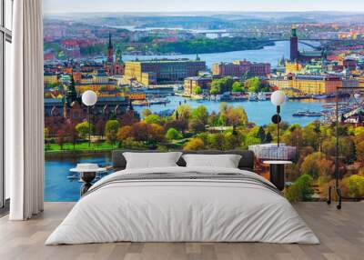 Aerial panorama of Stockholm, Sweden Wall mural