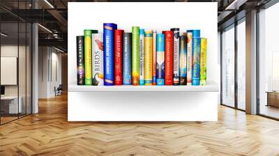 Bookshelf with color hardcover books Wall mural