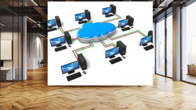 Cloud computing and computer networking concept Wall mural