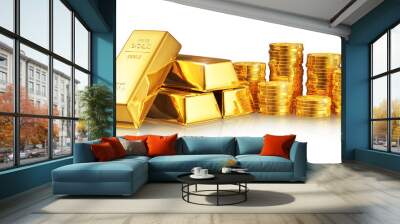 Gold ingots and coins Wall mural