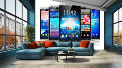 Modern touchscreen smartphones Wall mural