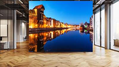 Night view of the Old Town of Gdansk, Poland Wall mural