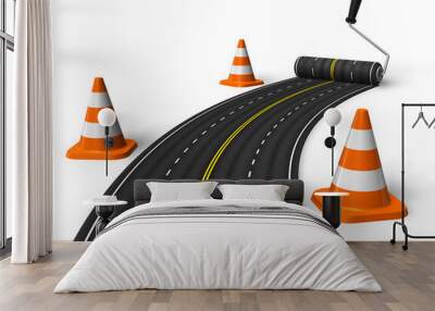 Painting the road with roller brush Wall mural