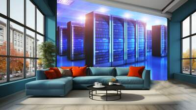 Server room interior in datacenter Wall mural