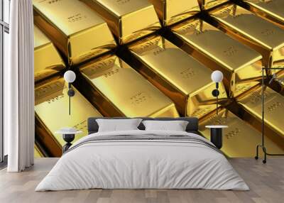 Stacks of gold bars Wall mural