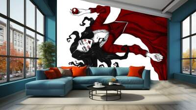 snow white and a poisoned apple. beautiful fairytale illustration on white isolated background Wall mural