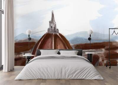 watercolor illustration of the Florence Duomo.
watercolor illustration of the Florence cathedral and an aerial view of the city Wall mural