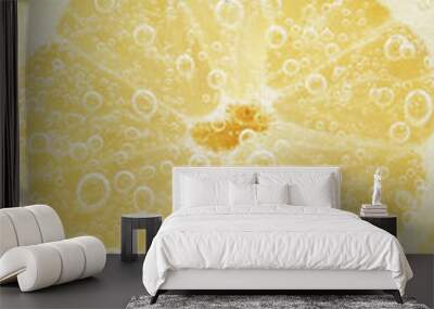 lime slice on a bright white background whit water bubbles Wall mural