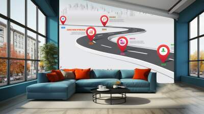 Business road map timeline infographic city expressway designed for abstract background template milestone element modern diagram process technology digital data presentation chart Vector illustration Wall mural