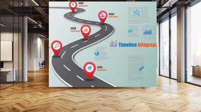 Business road map timeline infographic icons designed for abstract background template milestone element modern diagram process technology digital marketing data presentation chart Vector illustration Wall mural