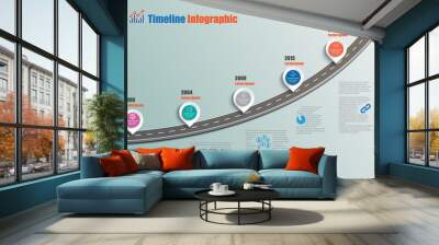 Business road map timeline infographic icons designed for abstract background template milestone element modern diagram process technology digital marketing data presentation chart Vector illustration Wall mural