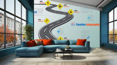 Business road map timeline infographic icons designed for abstract background template milestone element modern diagram process technology digital marketing data presentation chart Vector illustration Wall mural