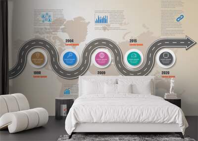 Business roadmap timeline infographic icons designed for abstract background template milestone element modern diagram process technology digital marketing data presentation chart Vector illustration Wall mural