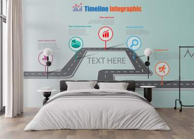 Business roadmap timeline infographic template with pointers designed for abstract background milestone modern diagram process technology digital marketing data presentation chart Vector illustration Wall mural