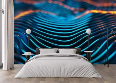 Abstract wave pattern with vibrant colors and smooth lines, creating a dynamic texture. Wall mural