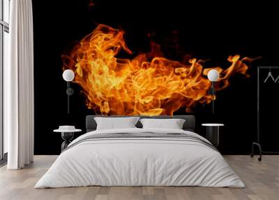 Fire flames on a black background Wall mural