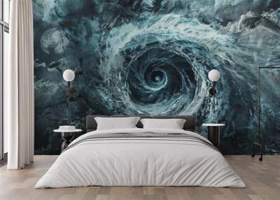 A hurricane viewed from above, generated with AI Wall mural