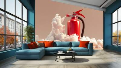 Fire extinguisher releases foam 3d style Wall mural