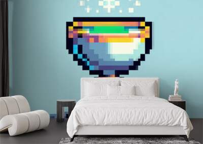 Pixel art illustration of a grail, vector design on blue background - Medieval game asset  Wall mural