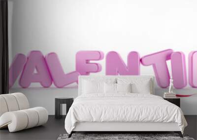 Happy Valentine's Day 3D text with balloon. Illustration isolated on white background Wall mural