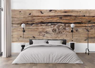 old, weathered wooden log with nails isolated with clipping path included Wall mural