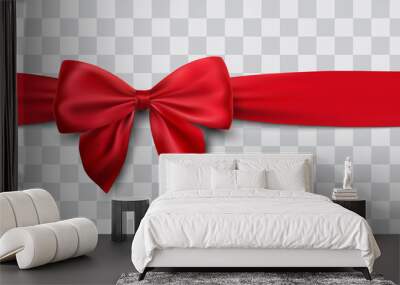 red satin ribbon and bow vector illustration Wall mural