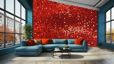 red sequins textile background Wall mural