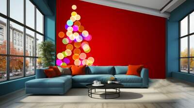 vector illustration of christmas lights on tree, out of focus Wall mural