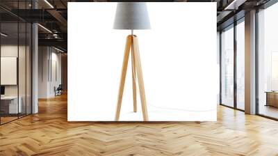 Wooden tripod floor loor lamp isolated on white background. Clipping path included. 3D render. 3D illustration. Wall mural