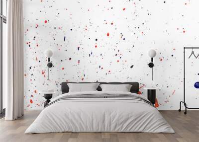 Black and red drops of paint on a white background. Wall mural