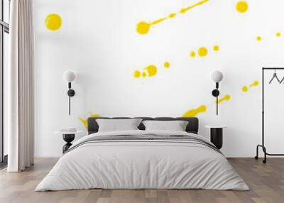 Blots of yellow paint on a white background. Wall mural