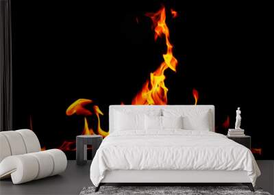 Flame of fire on a black background Wall mural