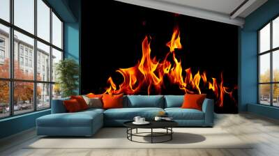 Flame of fire on a black background Wall mural