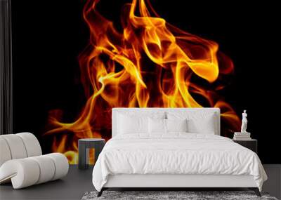 Flame of fire on a black Wall mural