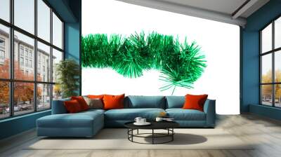 Green Christmas tinsel garland Wall mural