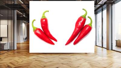 red hot chili peppers isolated on white background Wall mural