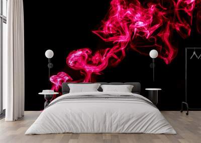 Red smoke isolated on black background. Wall mural