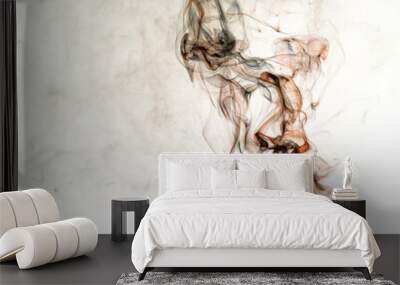 Smoke on a white background. Wall mural