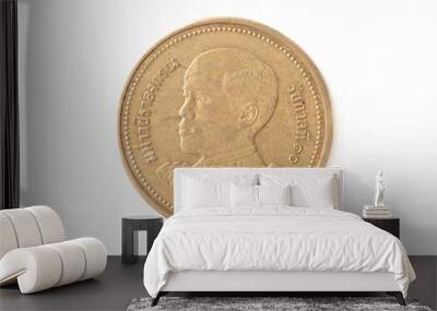 Thailand coin isolated on white background. Close-up Wall mural