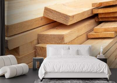 Wooden boards for building a house as a background Wall mural