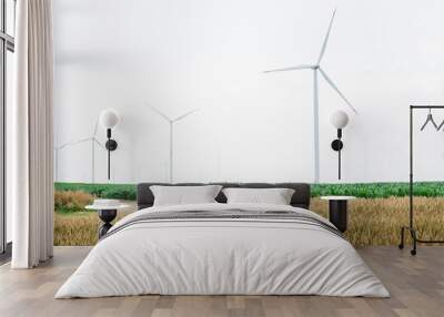 Agricultural field with wind turbines. Wall mural