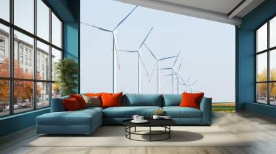 Agricultural field with wind turbines Wall mural