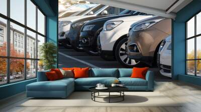 Cars in a row. Used car sales	 Wall mural