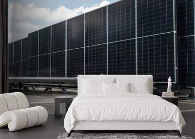 Mobile solar energy power station. Renewable energy and sustainable development.. Wall mural