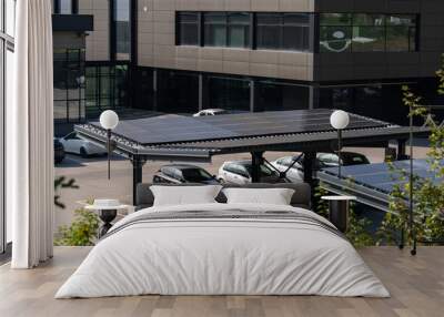 Parking space with solar panels on a roof Wall mural