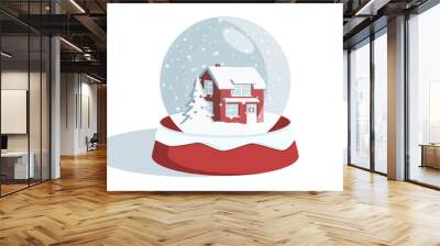 Snow globe. Magic Christmas ball glass ball with toy house. Vector illustration Wall mural