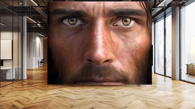 Jesus Christ eyes close up generative ai illustration Wall mural