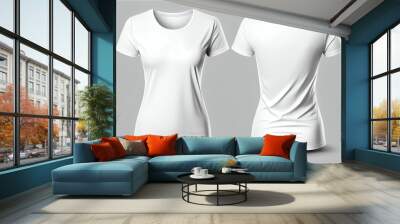 Blank white female t-shirt for mock up, Generative AI Wall mural