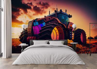 Futuristic tractor, Generative AI Wall mural