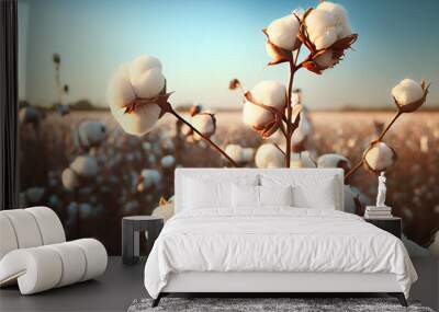 Organic cotton field, Generative AI Wall mural